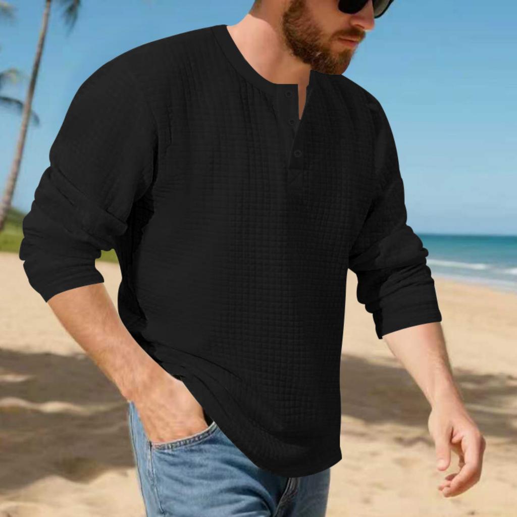 Men's Vintage Long Sleeve T-Shirt | Loose Fit Thermal Base Layer For Casual & Layering