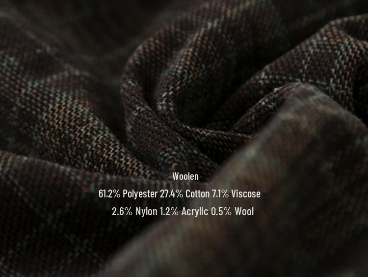 Ou Fan Retro Plaid Woolen Pleated A-line Skirt with Elastic Waist for Autumn/Winter