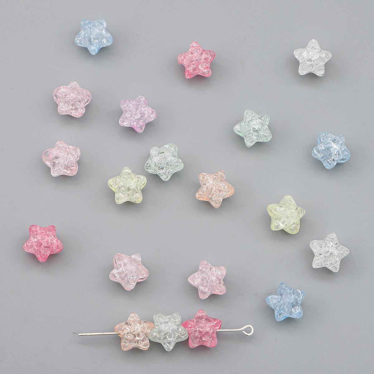 

50 шт. пластиковые акриловые бусины со звездами, модные свободные бусины-разделители для изготовления ювелирных изделий, сделай сам, шпилька, серьги, ожерелье, ручная работа разноцветный