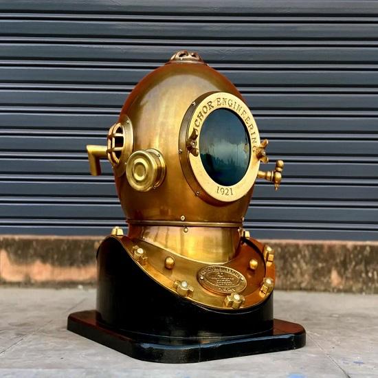 Brass Deep Sea Diving Helmet  Anchor Engineering 1921 Replica  Nautical Diver Helmet  Maritime Home Office Decor