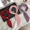 Pearl magnetic silk scarf high-end new versatile solid color pleated silk scarf with shirt neck protector scarf