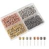 480/500Pcs Push Pin with Clear Plastic Box Metallic Color Round Ball Head Cork Bulletin Board Whiteboard Wall Map Photo Fixing Thumbtack Office