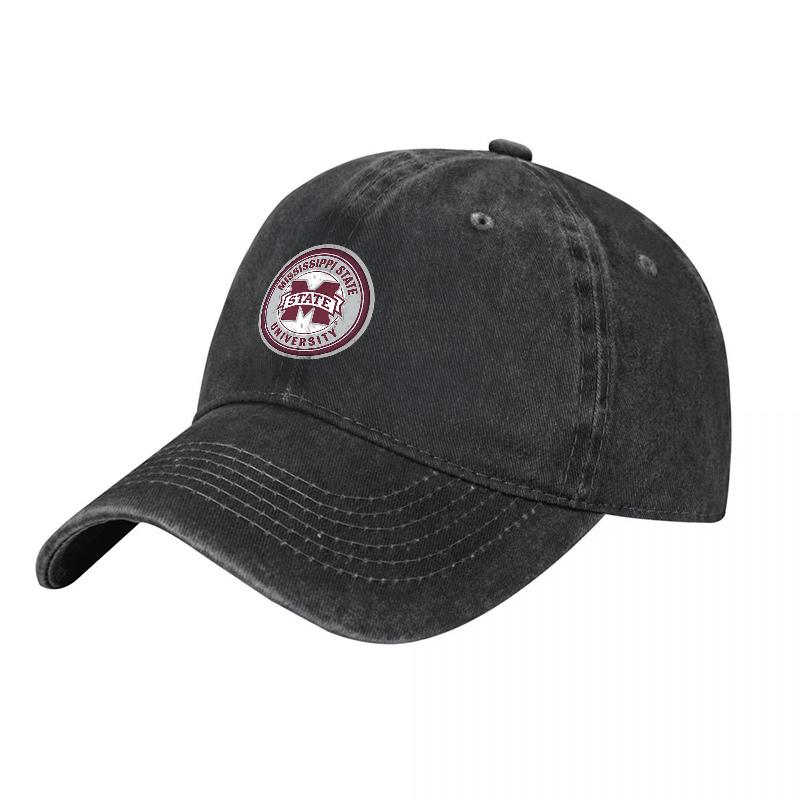 Berretto da baseball in cotone lavato Mississippi State University con logo classico, unisex, regolabile, per l'uso quotidiano ed eventi sportivi