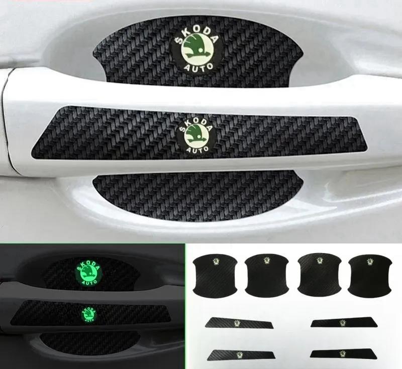 Car Door Bowl Carbon Fiber Protective Film Door Handle Sticker Luminous  Scratch Handle Scratch Door Bowl Protective Sticker