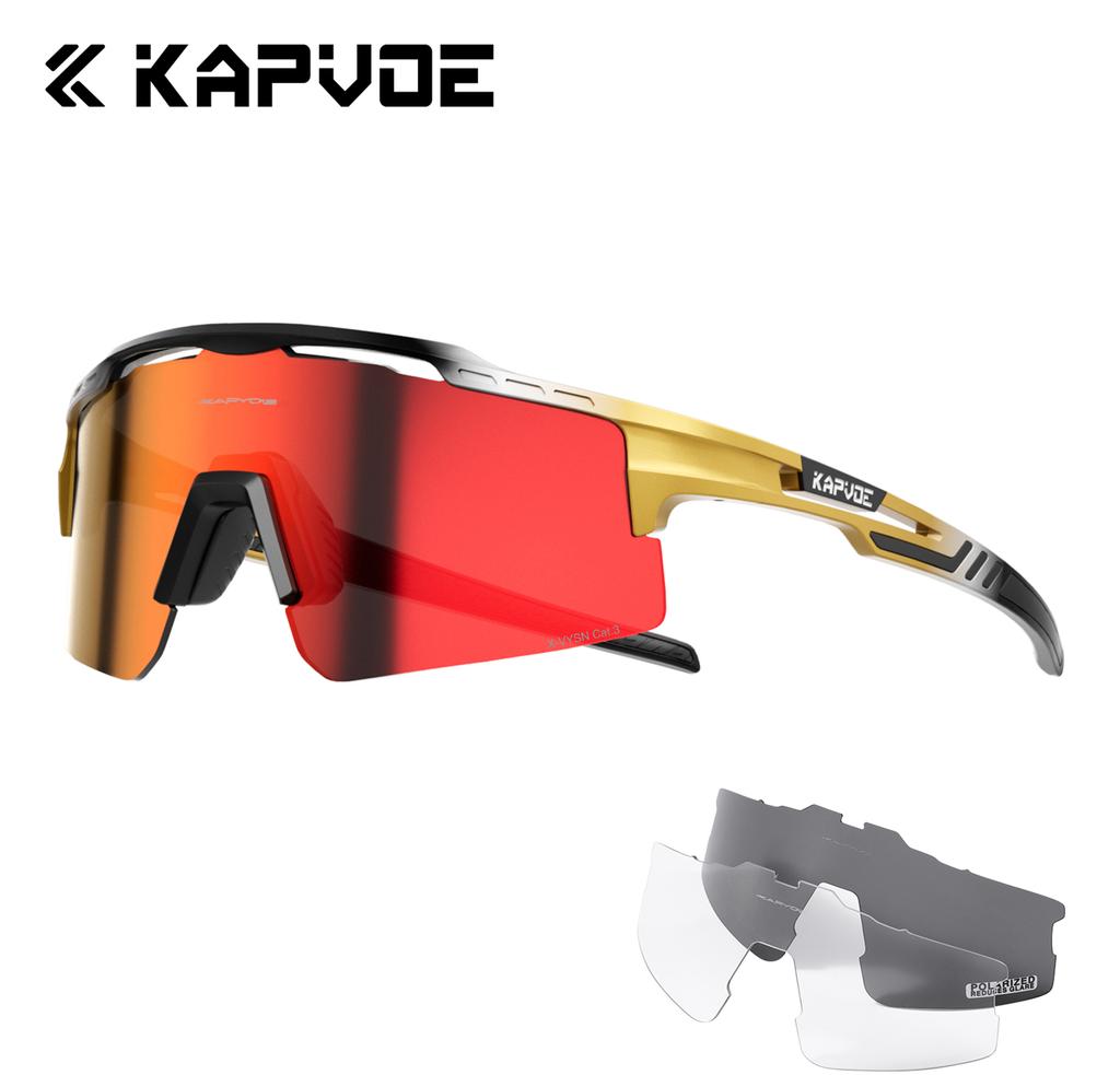 Kapvoe 3lens Sports Sunglasses Fashion Goggles Cycling Glasses MTB Riding Skating Sunglasses UV400 Man Woman Bike Eyewear