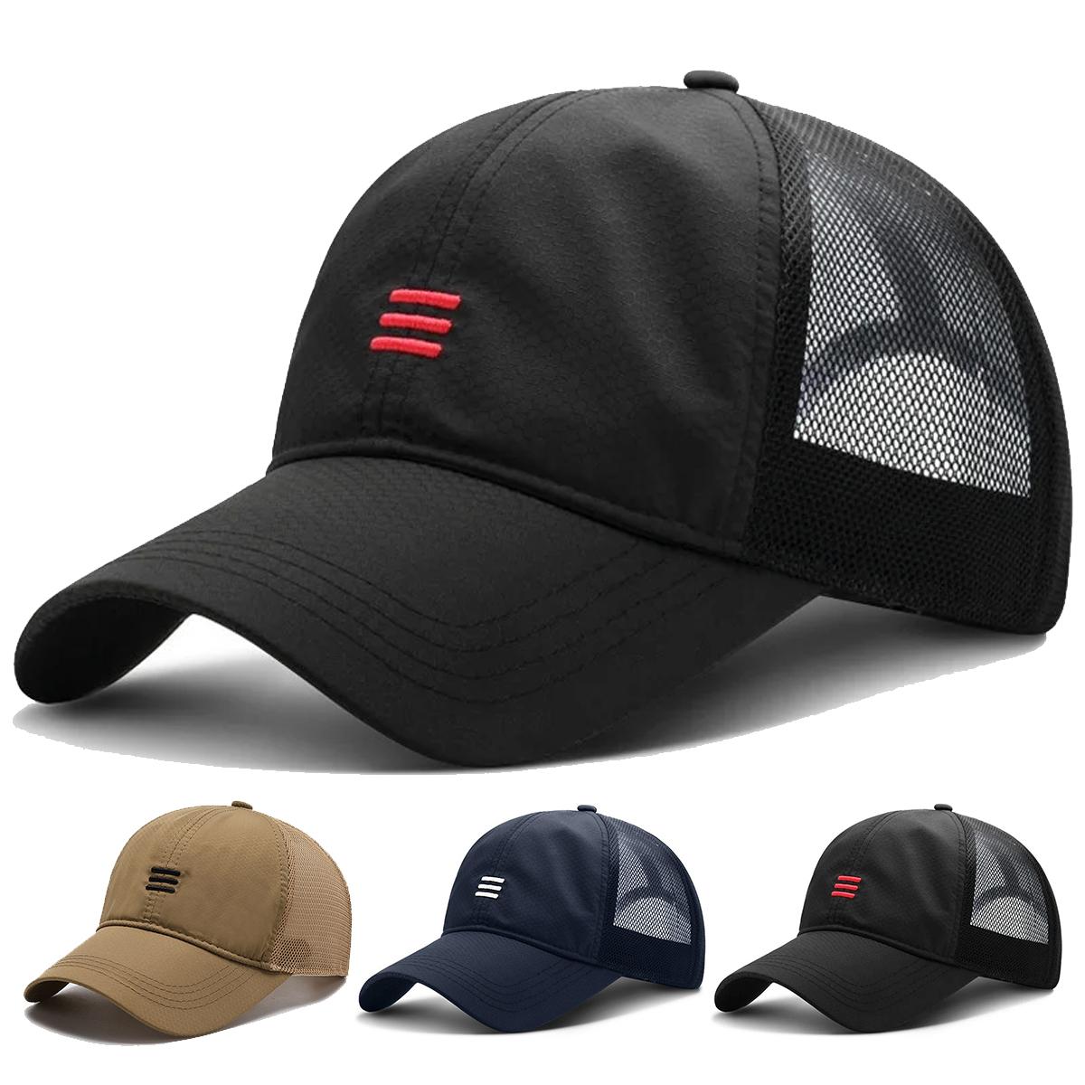 

Unisex Three horizontal Embroidered Quick Drying Baseball Caps Spring and Summer Outdoor Adjustable Casual Hats Sunscreen Hat чорний