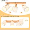 Spot plafond - NETTLIFE - Rétro-bohème - Bois blanc - 3x E14 orientable 350° - Abat-jour tissu