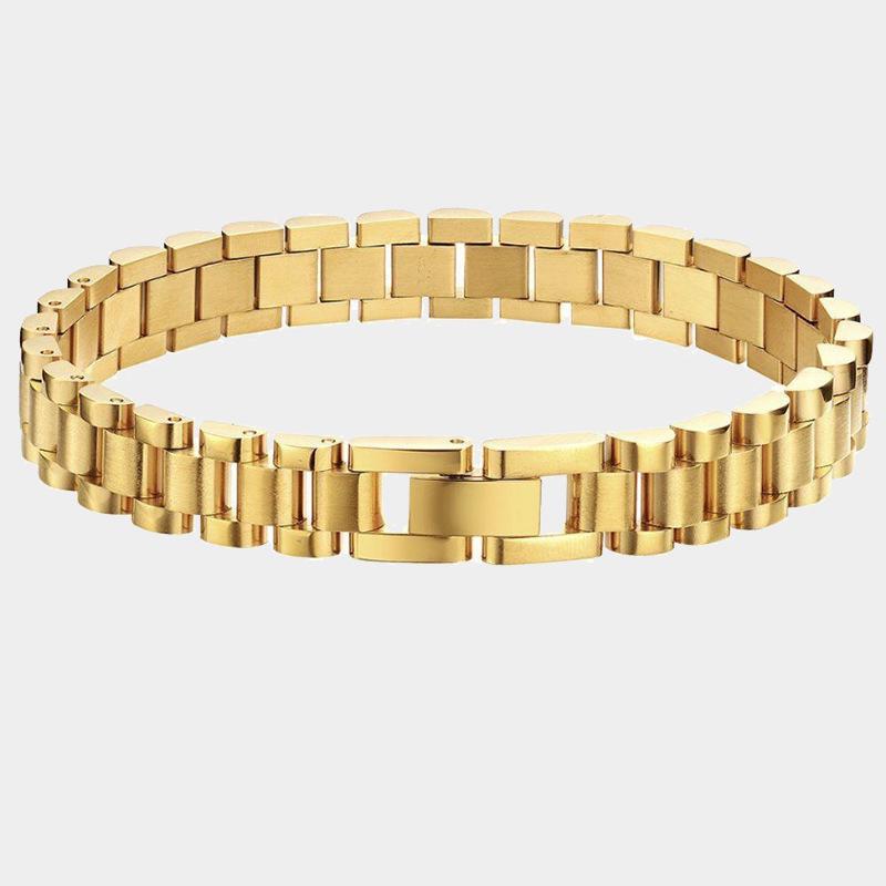 Gold-Plated Stainless Steel Hip Hop Bracelet - Detachable Titanium Steel Wristband for Women