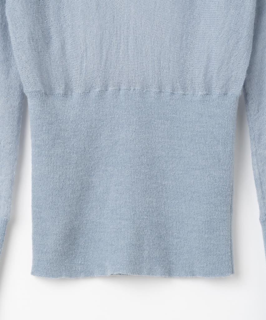 MILLO WOMEN Sheer Deep V-Neck Knit [Ash Blue]