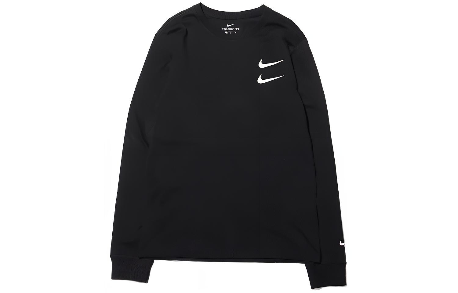 Мужские черные футболки Nike с круглым вырезом, умеренно прямой крой DB6156-010 M