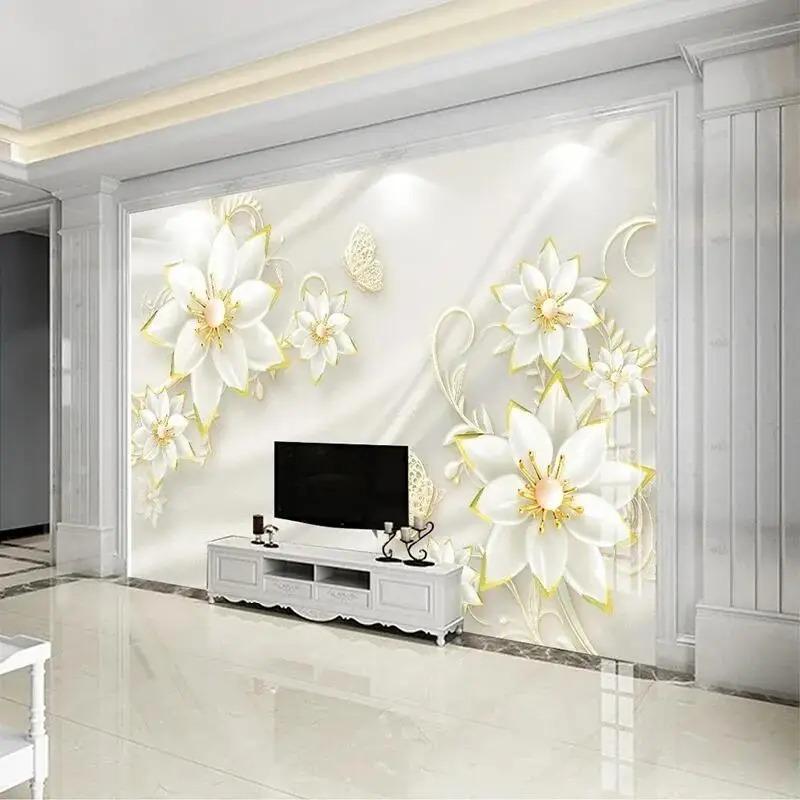 3D Foto Tapeta Šperky Květiny Nástěnné Malby Moderní Jednoduchý Evropský TV Pozadí Pro Nástěnné Malby Do Ložnice