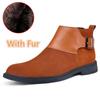 Warm Plush Fur Winter Boots for Men Fashion Comfortable Man Chelsea Boots Platform Snow Ankle Boots Handmade Soft Business Shoes