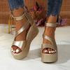 Women's Platform Sandals Casual Heeled Sandal Ankle Strap Gladiator Sandals for Women Leather Sandals Sandalias De Mujer