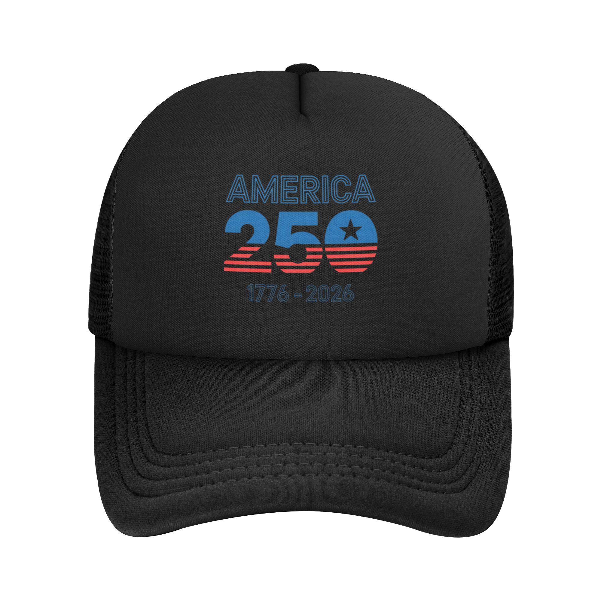 

250 Years American Anniversary Foam Trucker Hats Men Women Cooling Breathable Mesh Baseball Cap Vintage Sun Cap Adjustbale One Size
