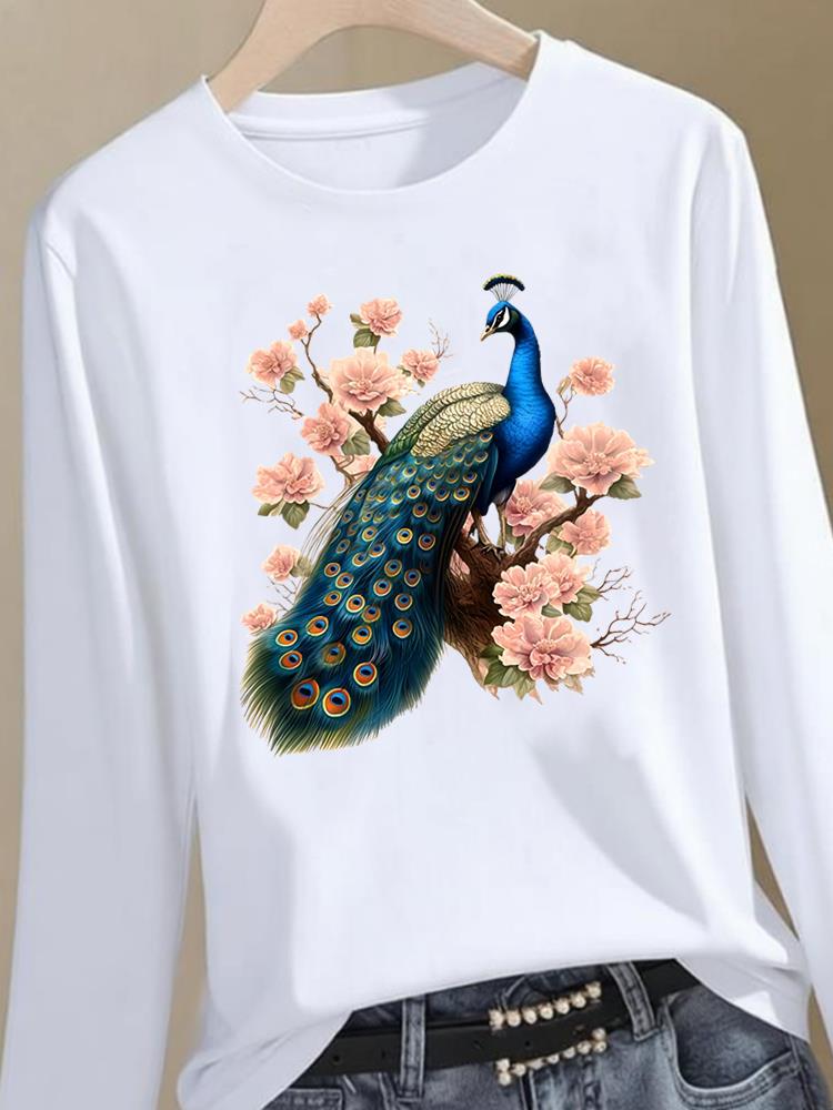 (Asian Size) Trend Style Cute Graphic Tee Women Autumn Winter Spring Casual Fashion Top O-neck Clothing Print T Shirt Long Sleeve T-shirts