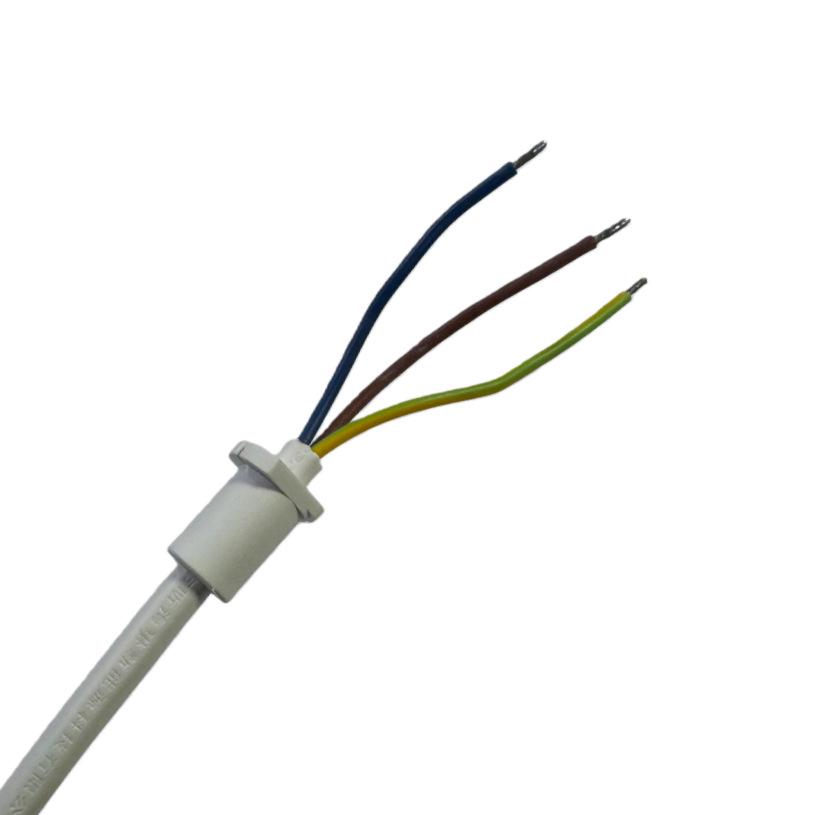 In-Stock White 17.2mm National Standard Three-Prong Power Cord, 0.5m, No Tail