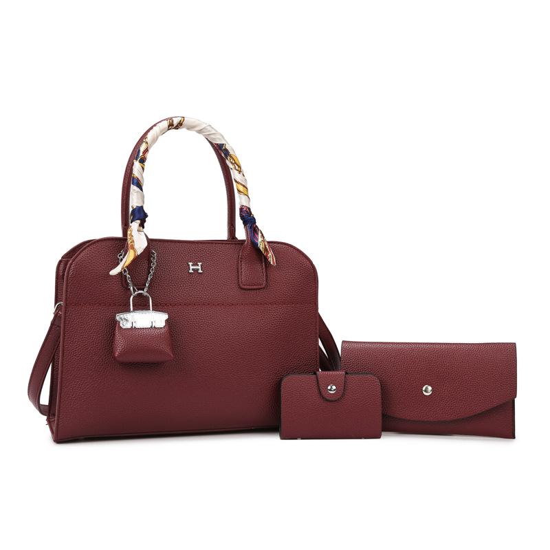 Женская сумка Большая вместимость Женская сумка Темпераментная Большая вместимость Через плечо На плечо Универсальная Сумка из трех частей красный