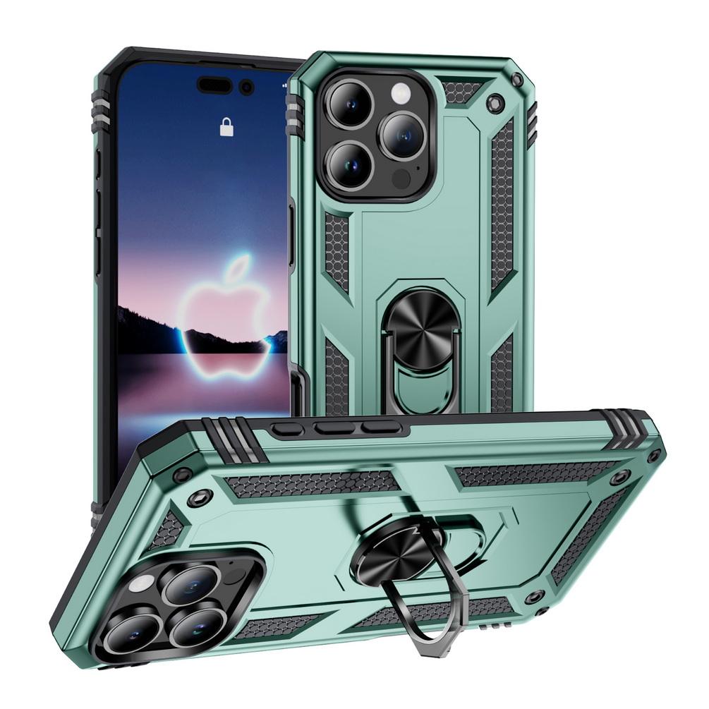 

Военный держатель брони противоударный чехол для Apple IPhone 16 Pro Max 15 Pro 14 Plus 13 Pro Max 12 11 металлическое кольцо подставка полная защита крышка For iPhone 11 зелёный