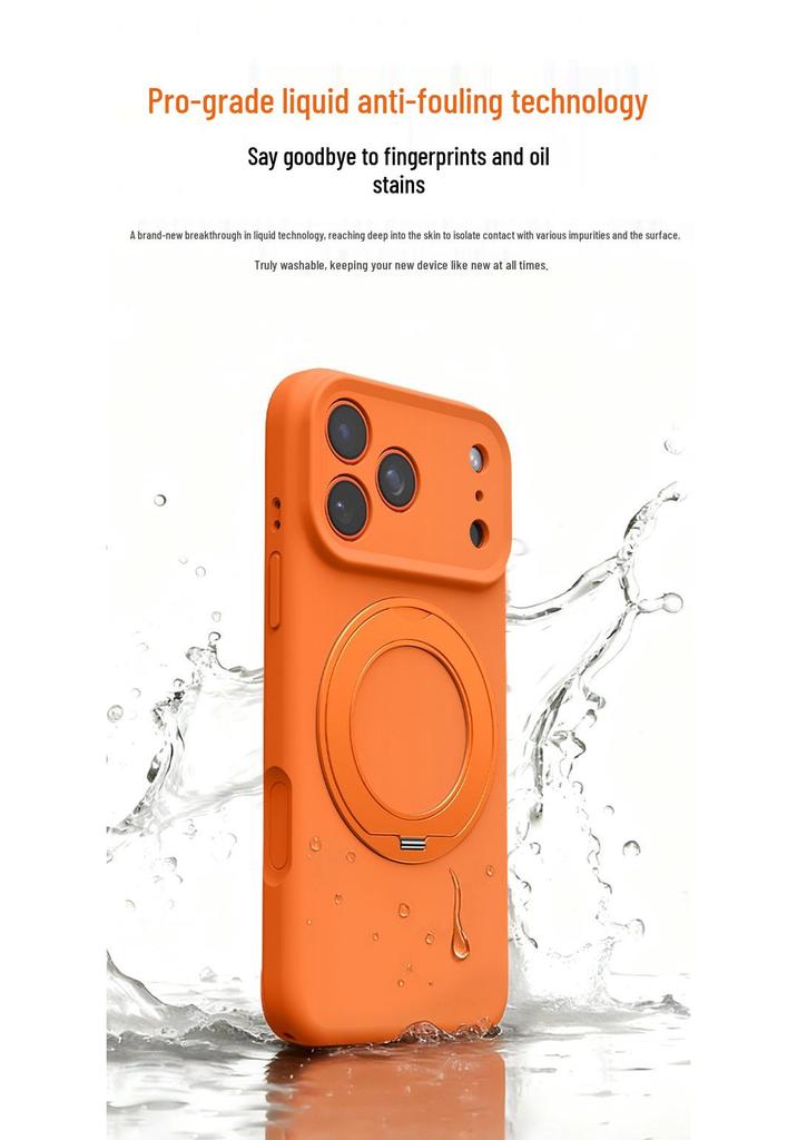 iPhone 17 Pro Max Case: 360° Rotating Magnetic Bracket with Apple 16 Silicone AI Button