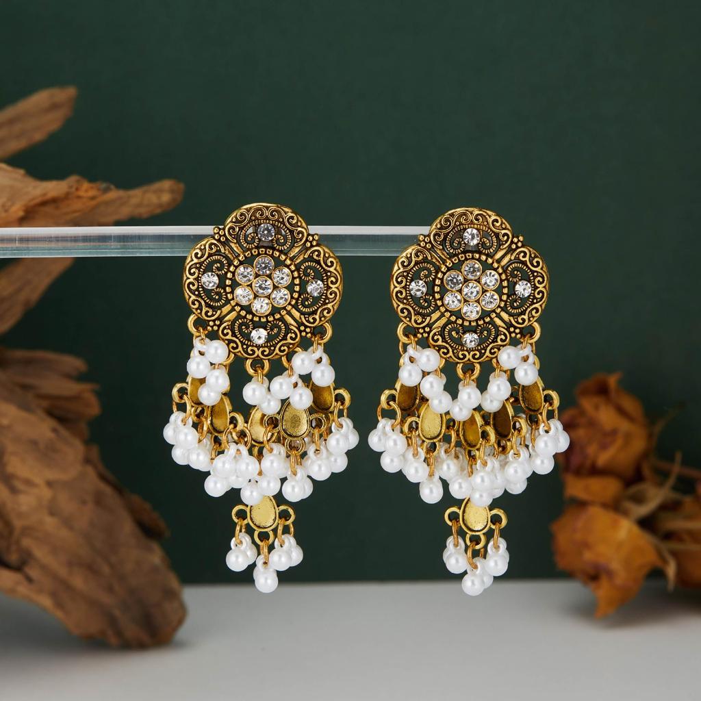 High-End Retro Bohemian Rhinestone Tassel Earrings
