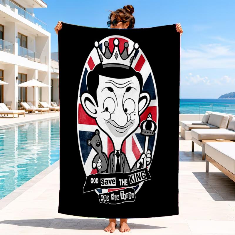 Herr. Bean's Abenteuer Strandtuch, Mikrofaser Strandtuch, Perfekt für Pool, Strand, Reisen, Heimdekoration Strandparty Fan Geschenke
