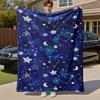 1 Stück Sterne Mond Outdoor Flanelldecke Weich Warm Ganzjahresdecke für Sofa Bett Auto Camping Büro, Gemütliche Geschenkidee1194S