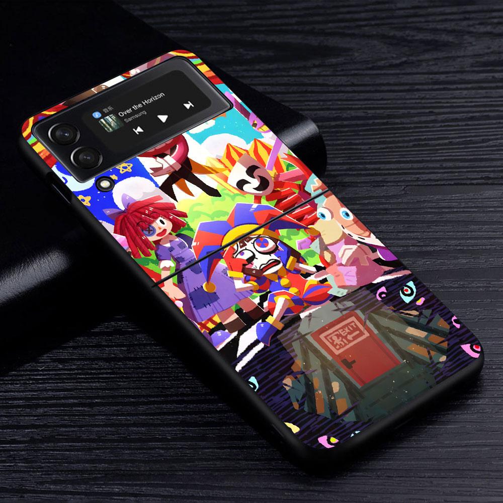 Pomni Amazing Digital Circus Case for Samsung Galaxy Z Flip4 Flip3 5G PC Hard Phone Shell Z Flip 4 3 Black Zflip4 Zflip3 Cover