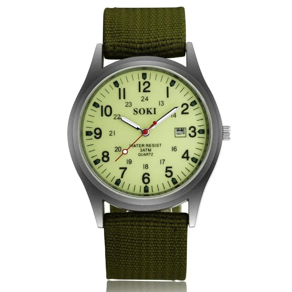 Fashion Mens Watches Luminous Hands Clock Luxury Military Sports Calendar Quartz Wristwatch Men Casual Nylon Womens Watch