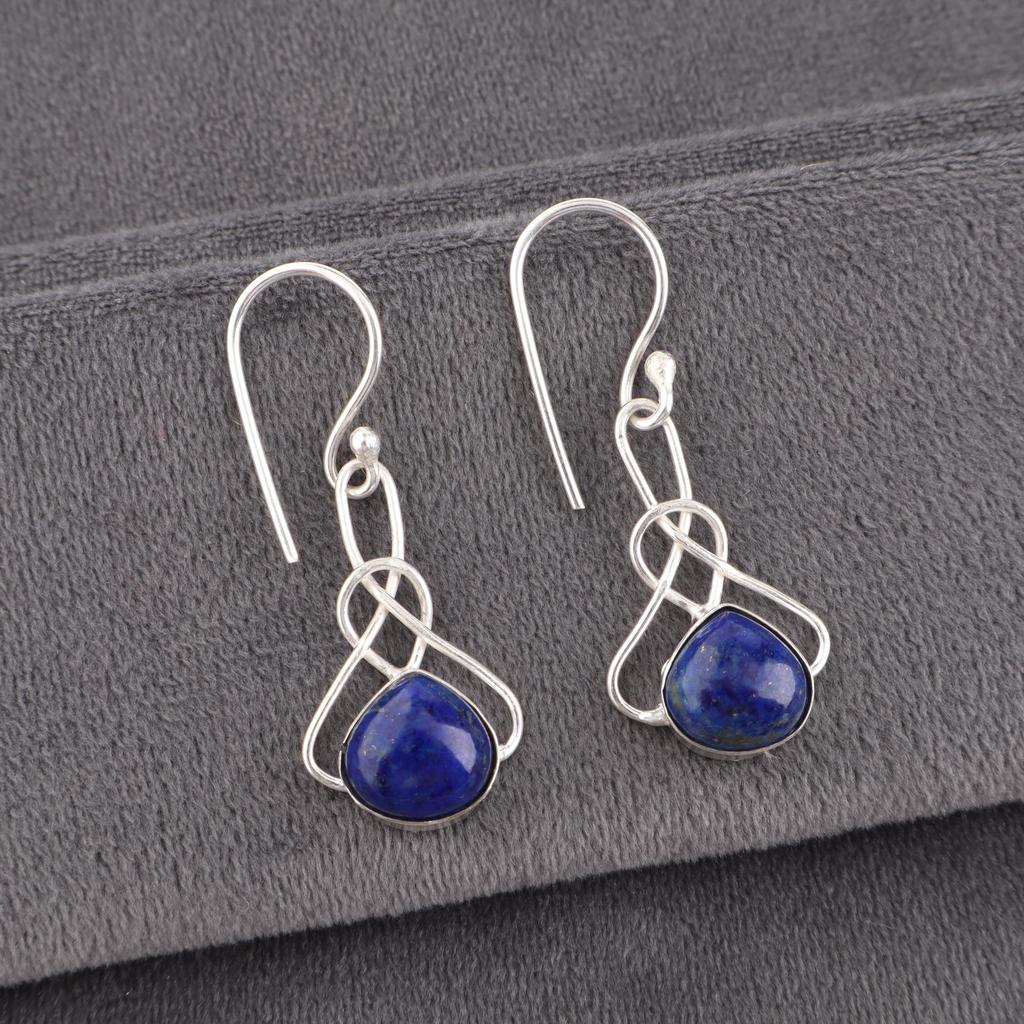 Cercei Lapis Lazuli Bijuterii cu Pietre Prețioase Lucrate Manual, Cercei din Argint Sterling 925, Cercei Bijuterii cu Design Unic Cadou Pentru Femei