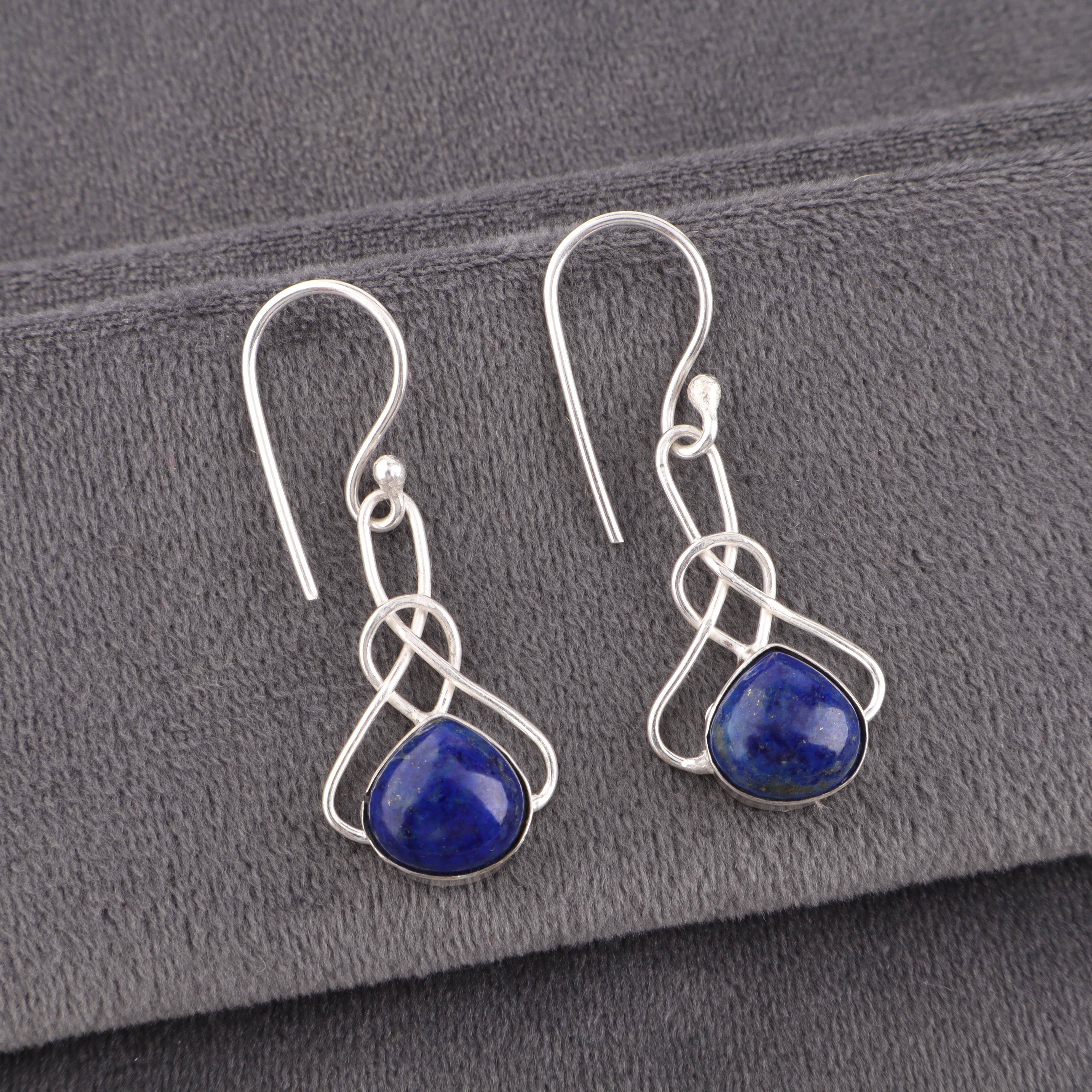 

Серьги из лазурита, Ювелирные изделия из драгоценных камней ручной работы, Серьги из стерлингового серебра 925 пробы, Ювелирные серьги уникального дизайна, Подарок для женщин 1.50 Inches синий