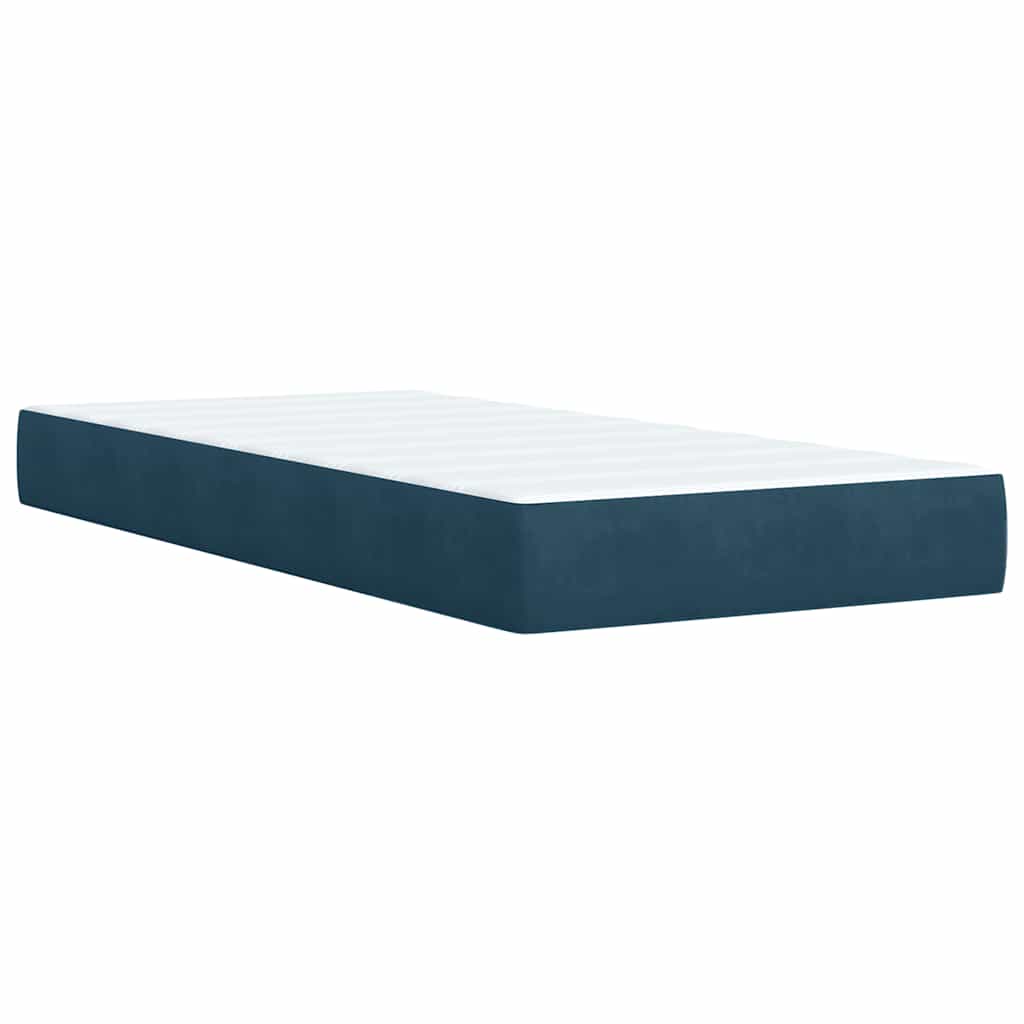 Box Spring Bed with Mattress Blue 100x200 cm Velvet
