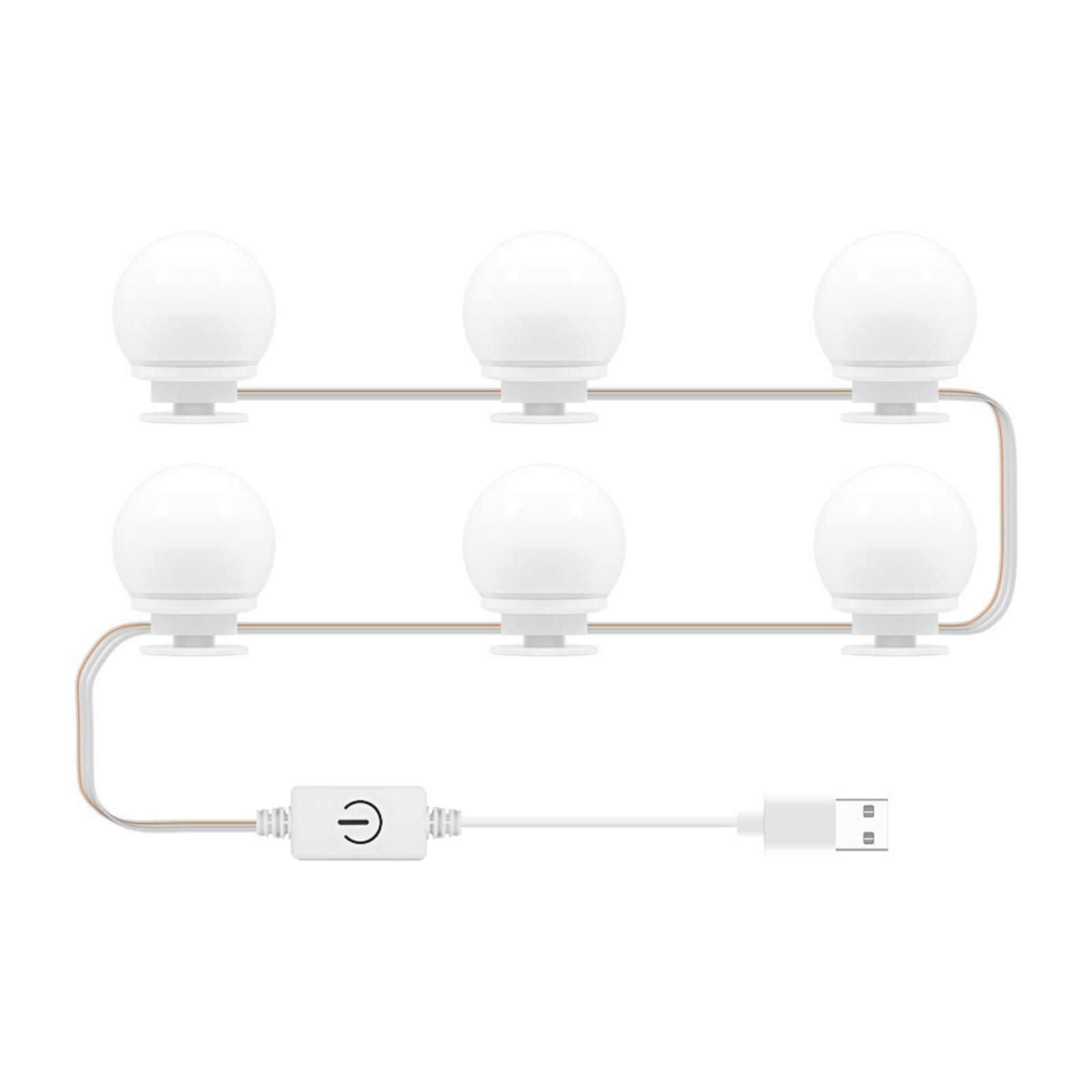 

Зеркало Передняя подсветка Комод Сменная лампочка для зеркала для макияжа Трехцветная регулировка яркости USB Сенсорный выключатель Длительное нажатие 6 Bulbs