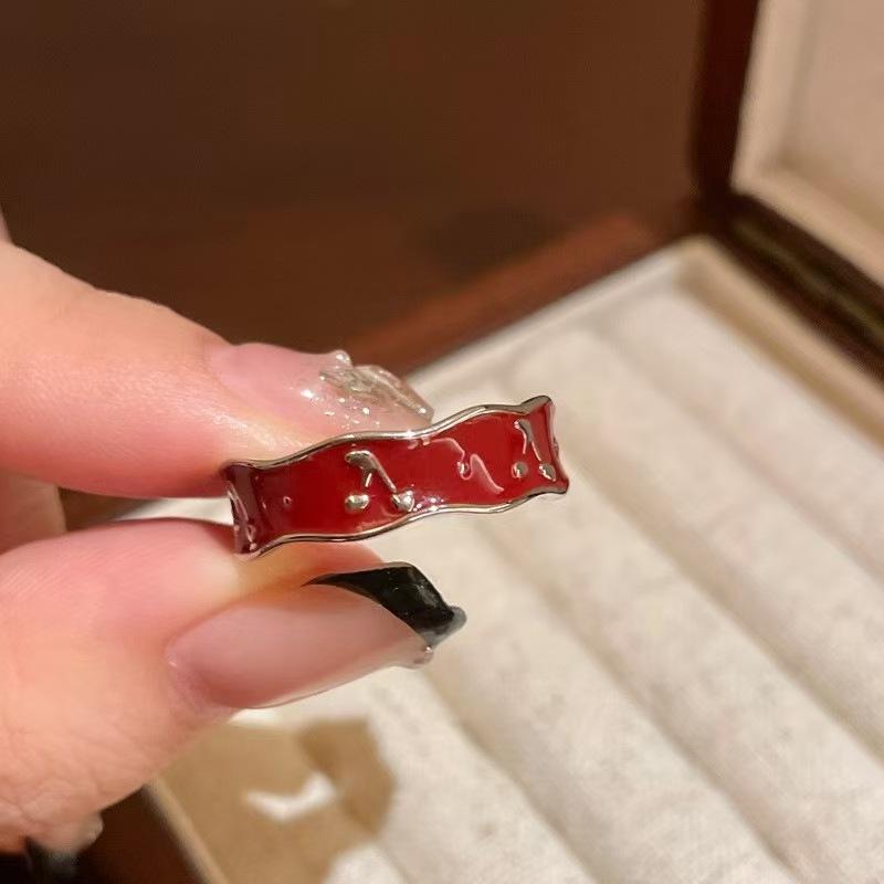 Trendy Temperament Enamel Lotus Leaf Fritillaria Colored Zircon Open Stackable Ring for Women Stainless Steel Designer Jewelry