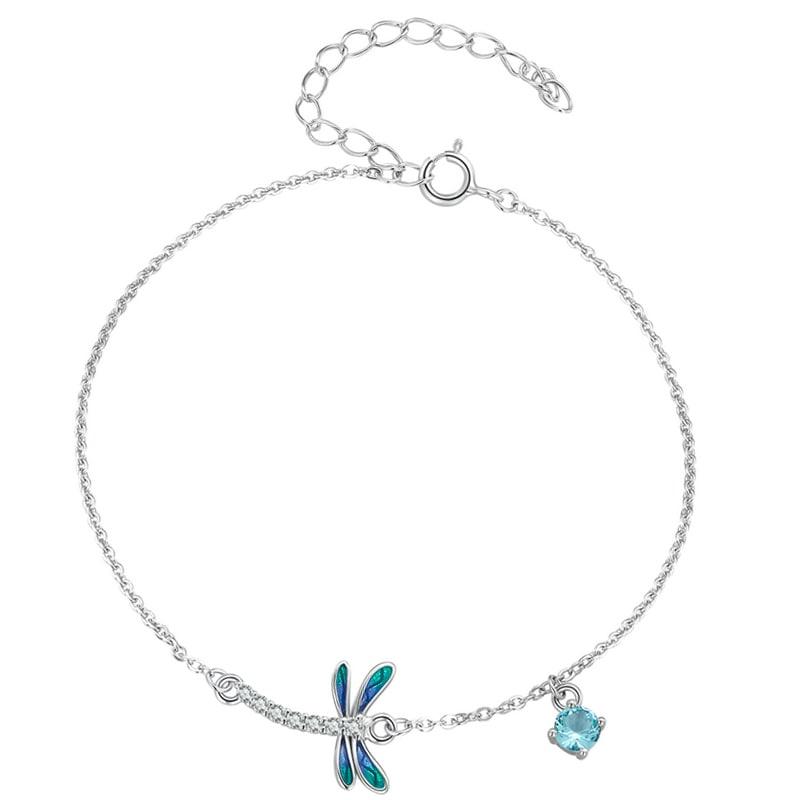 Silver Bracelet Women's Bracelet Dragonfly Cubic Zirconia 925 Sterling Silver Trusky