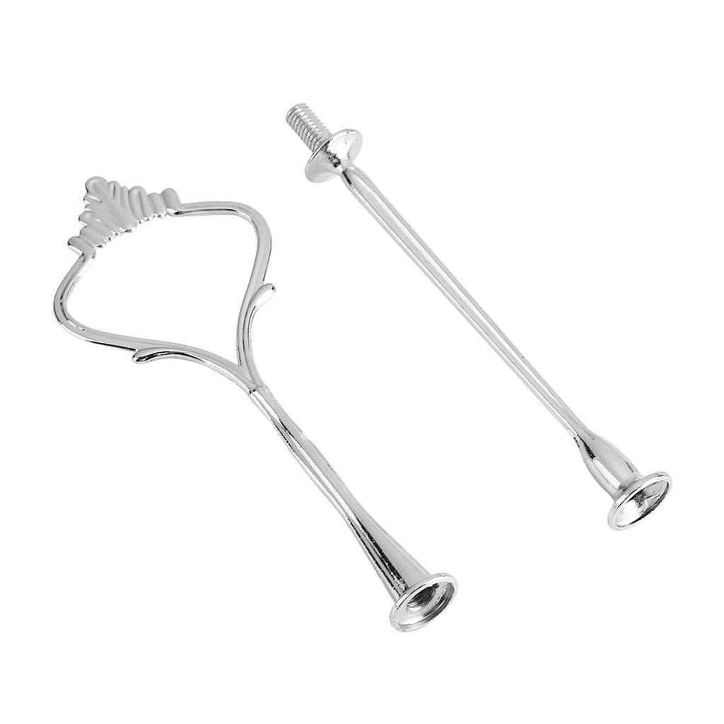 3 Set Cake Plate Stand Handle Hardware 2 Tier Cupcake Tray Fruit Plate Fitting Holder Small Crown Shaped Silver