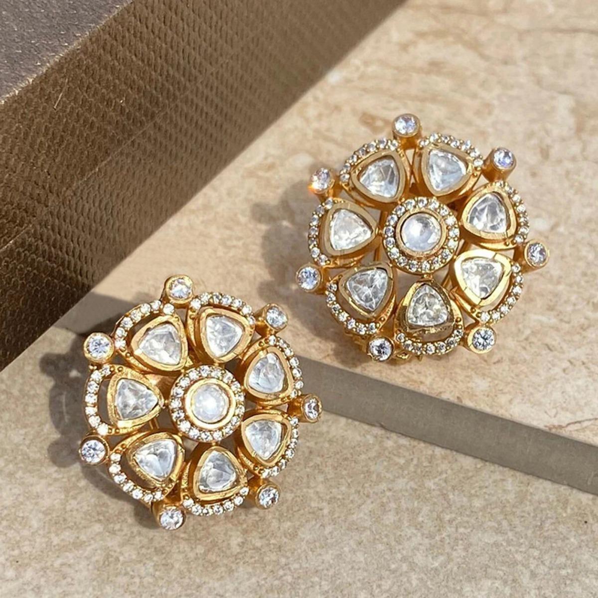 Vintage Flower Shaped Zircon Earrings Elegant Banquet Earrings for Women