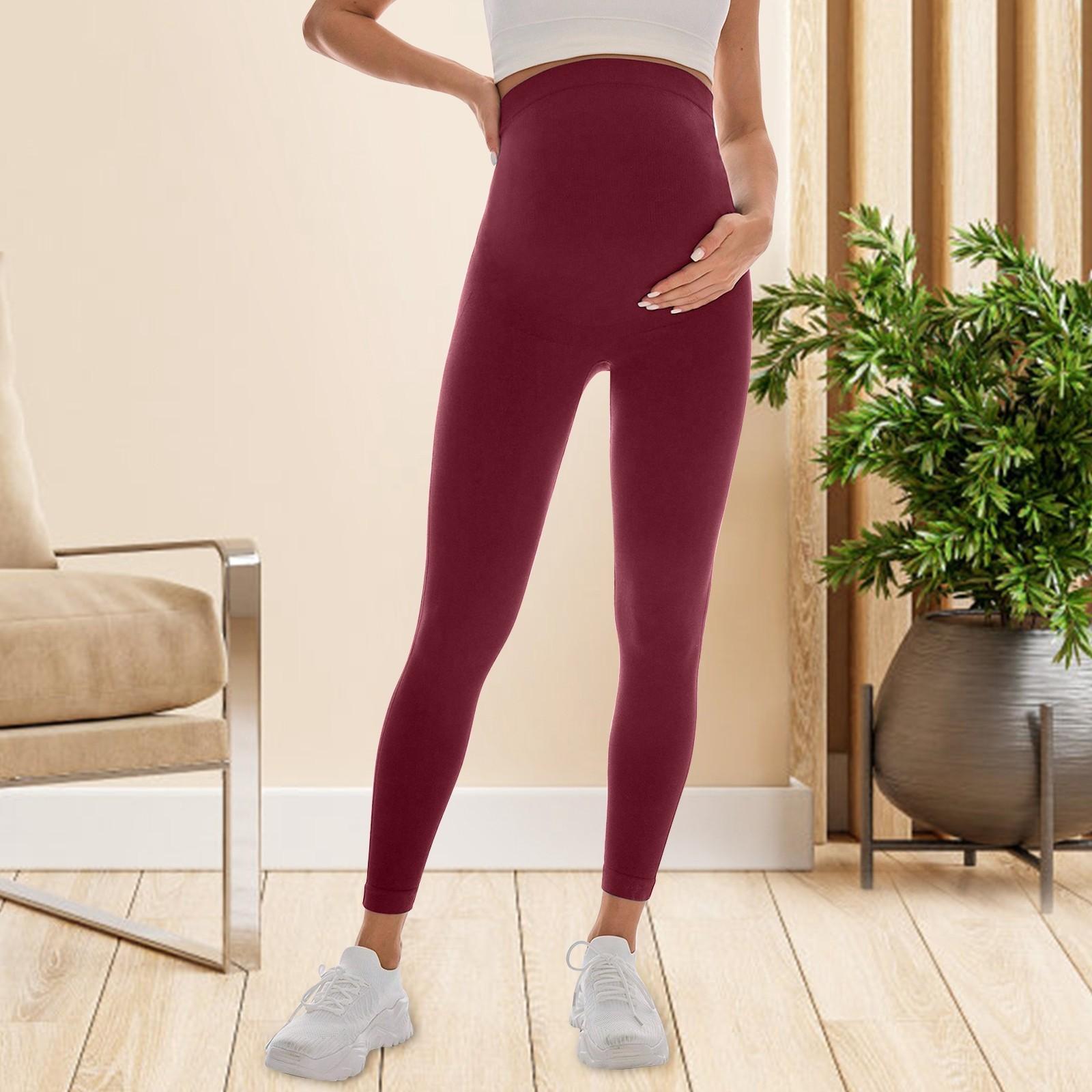 

Беременные женщины в спортивных и повседневных леггинсах с облегающей посадкой и бесшовных штанах для йоги S винный