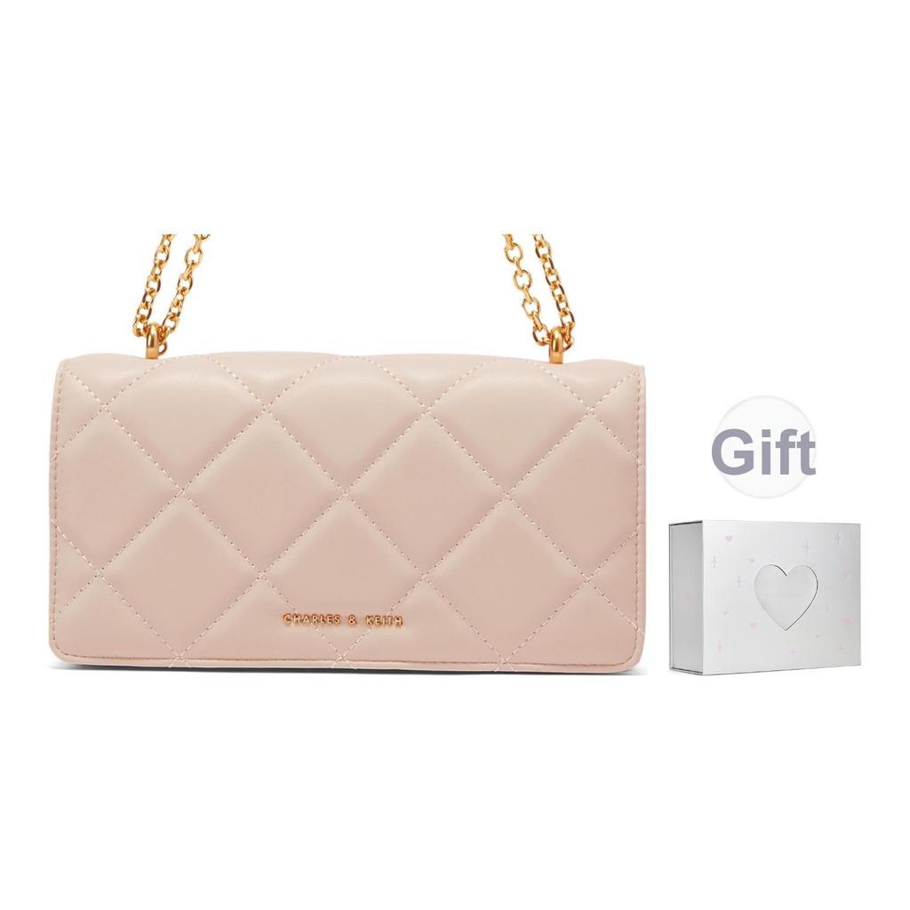Charles & Keith Dopamine Oil Painting Bag Quilted Chain Small Square Bag Women Crossbody Bag CK6-10680924-WB