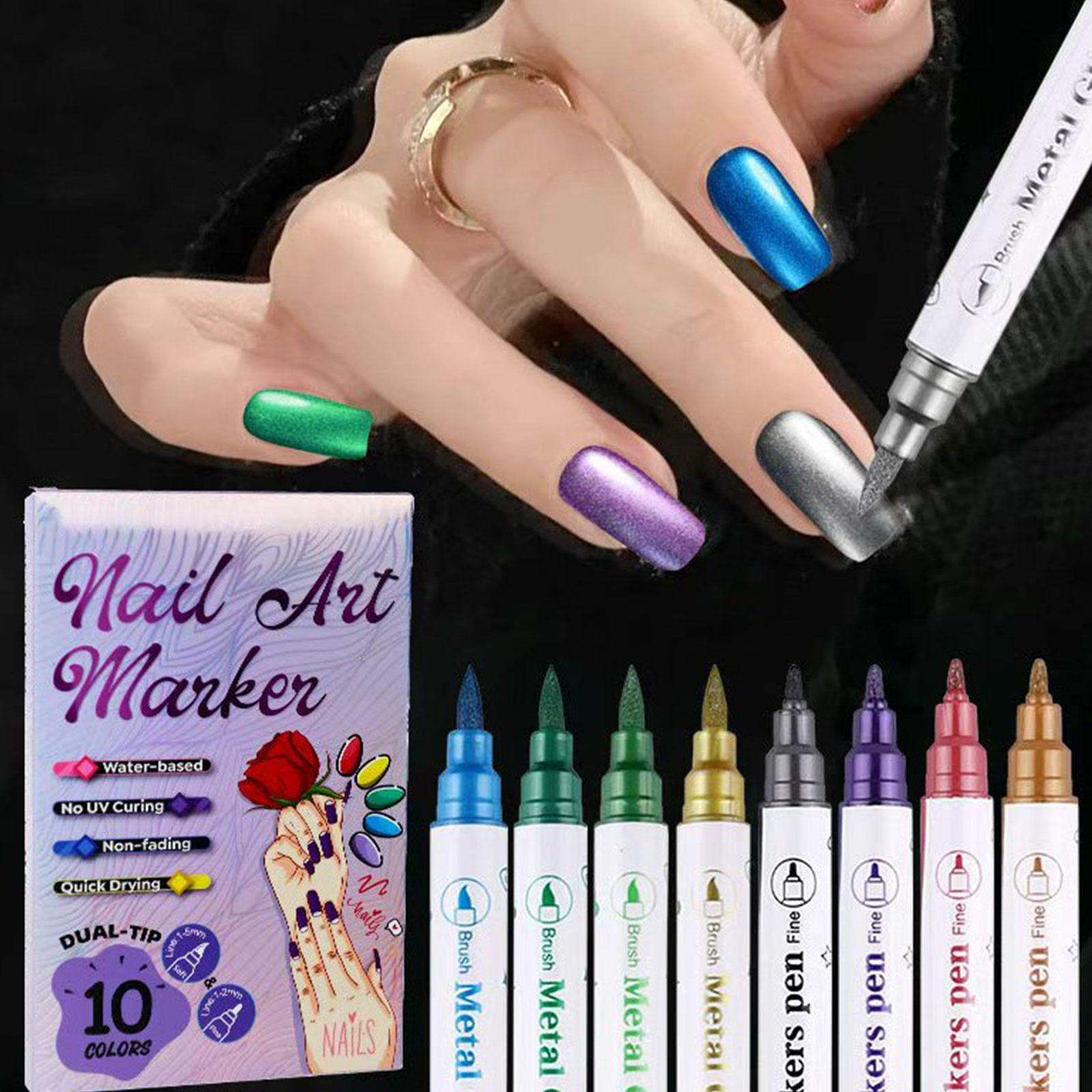 

Drawing Pen Nail Painting Pen DIY Quick-drying Colored Pen For Drawing Flowers And Outlining 10 Colors30ml One Size фиолетовый