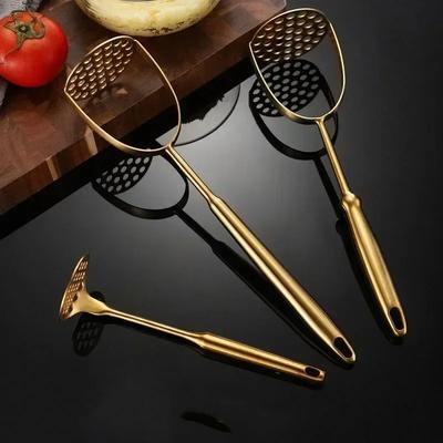 Home Stainless Steel Potato Masher Manual Food Crusher Smooth Garlic Presser Pumpkin Ricer Kitchen Gadgets Household Utensils