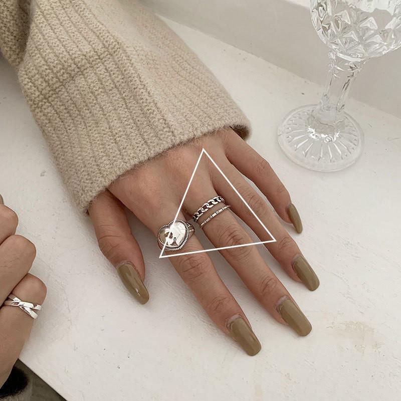 Minimalist 925 Stylish Sterling Silver Adjustable Ring Unique Irregular Shape For Fashion Trendy
