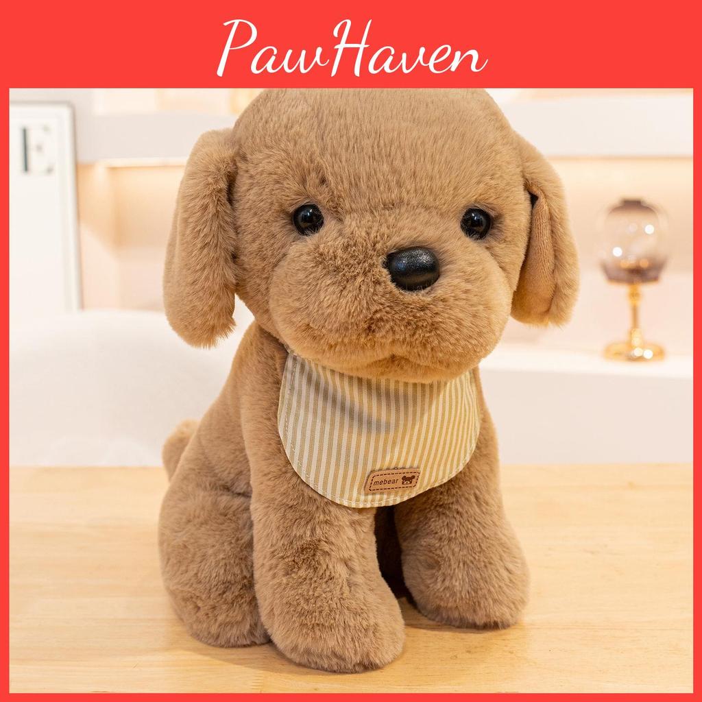 Cute Sitting Dog Plushie With Short Fur Material For Childrens Bedroom Decor