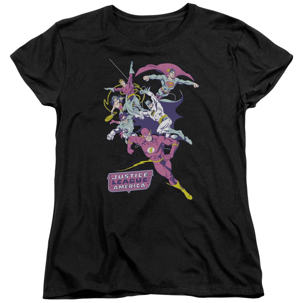

Justice League Colorful League Womens T Shirt Black XL
