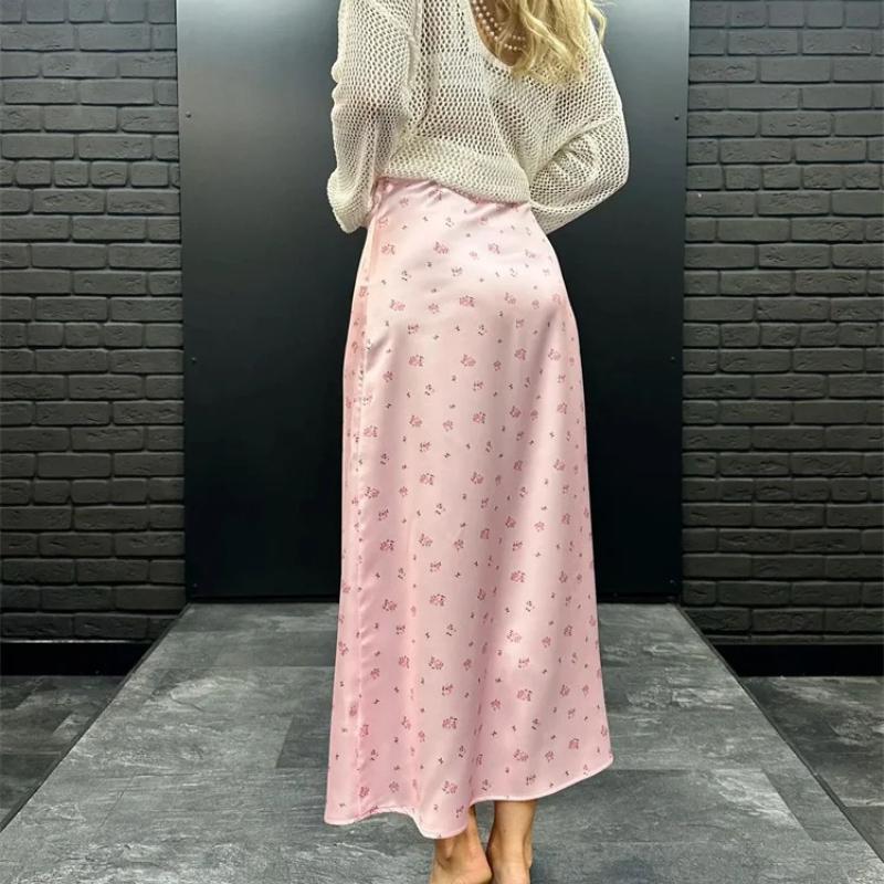 Tossy Summer Printed Fashion Long Skirt For Women High Waist Contrast Patchwork Slim Elegant Party Looks Ladies Y2k Maxi Skirt
