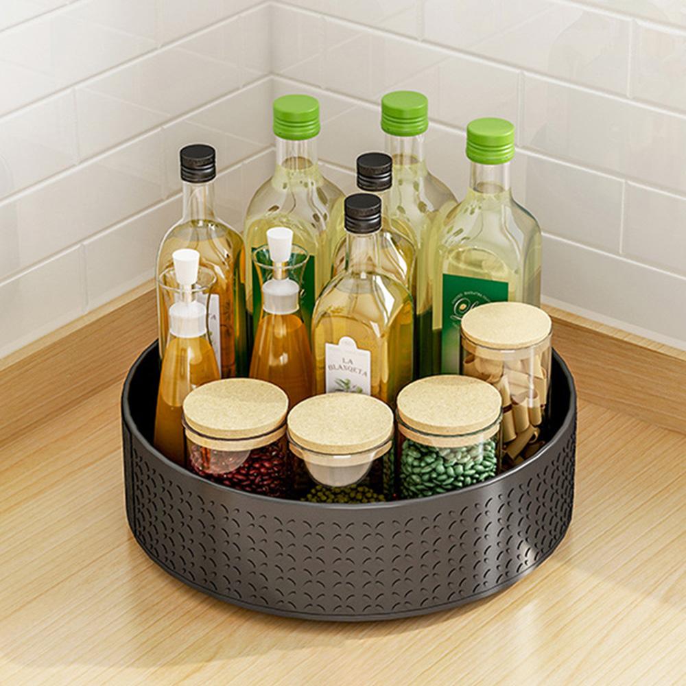Single Tier Rotating Spice Rack Kitchen Countertop Organizer 360 Degree Turntable Storage Tray A
