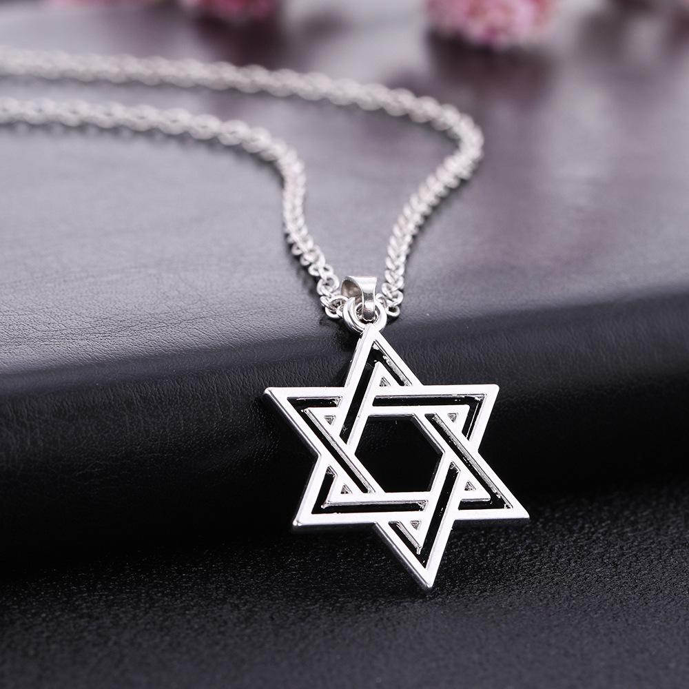 Trendy Vintage Hollow Out Star of David Pendant Necklace Youth Jewelry