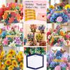 Premium 3D Pop Up Flower Bouquet Card Mothers Day Present Valentines Day Anniversary Birthday Greeting Cards Thank You Wishes Gifts