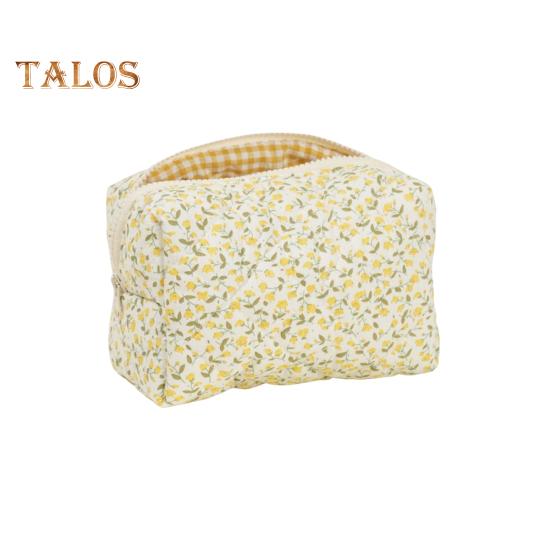 

Косметичка с цветочным принтом, застежка-молния, сумка для хранения кистей для макияжа, многоразовый органайзер для косметики, сумка для туалетных принадлежностей и косметических инструментов жёлтый