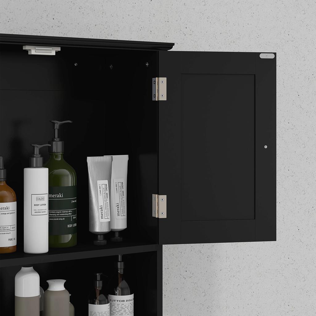 Bathroom Wall Cabinet, Vanity Unit, Doors, Shelf, 2 Drawers, 50.8 x 17.8 x 66 cm, Black