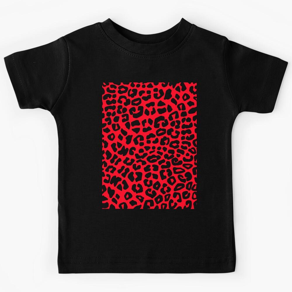 Red and Black Animal Print Kids T-Shirt 150